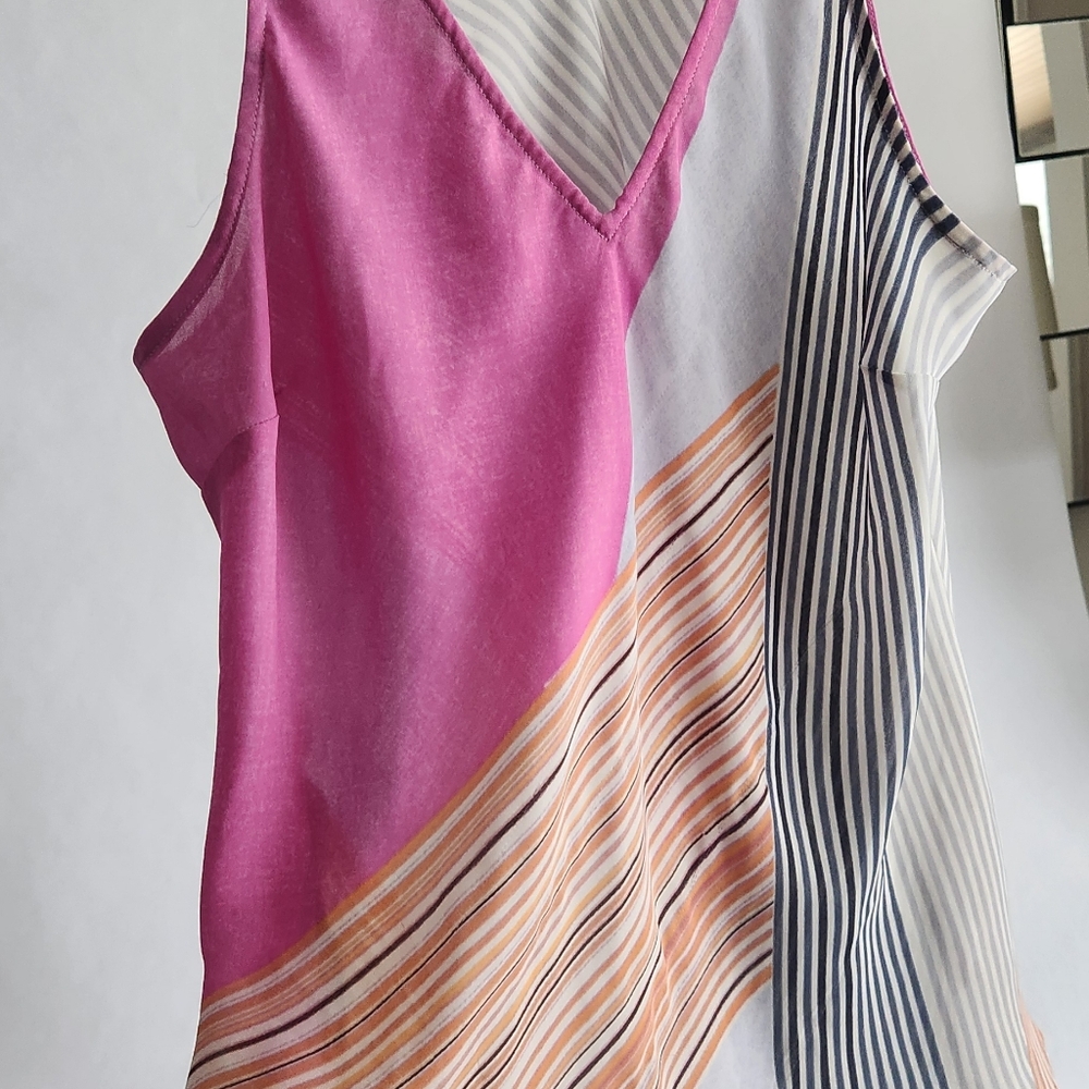 NIC+ZOE Pink and Multicolor Striped Tank Top